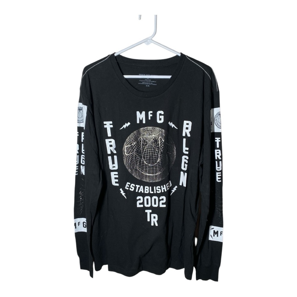 Men's True Religion Black Graphic Long Sleeve Shirt XL